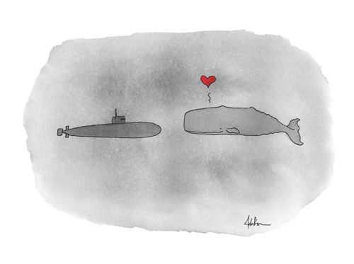 A whale falls in love with a submarine