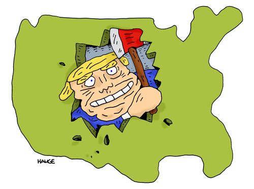 Trump smashes through America with an axe