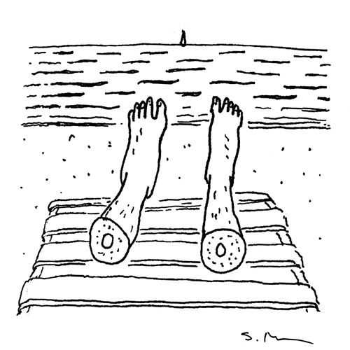 Two dismembered feet at the beach