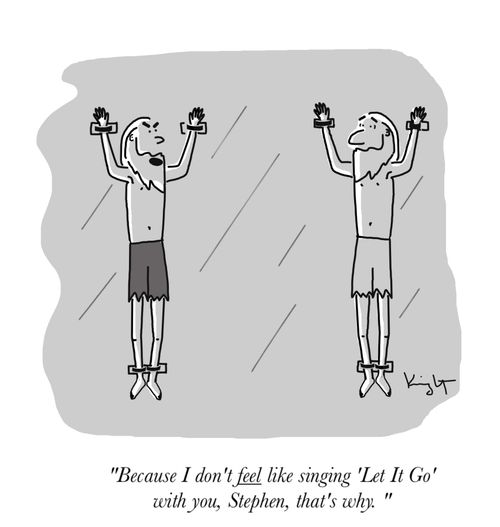 "Because I don't feel like singing 'Let It Go' with you, Stephen, that's why."