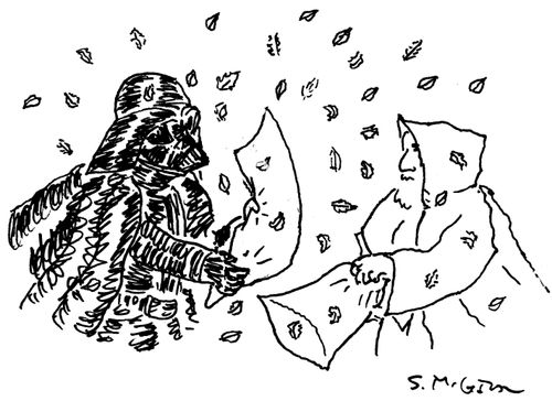 Darth/Obi-Wan pillow fight 