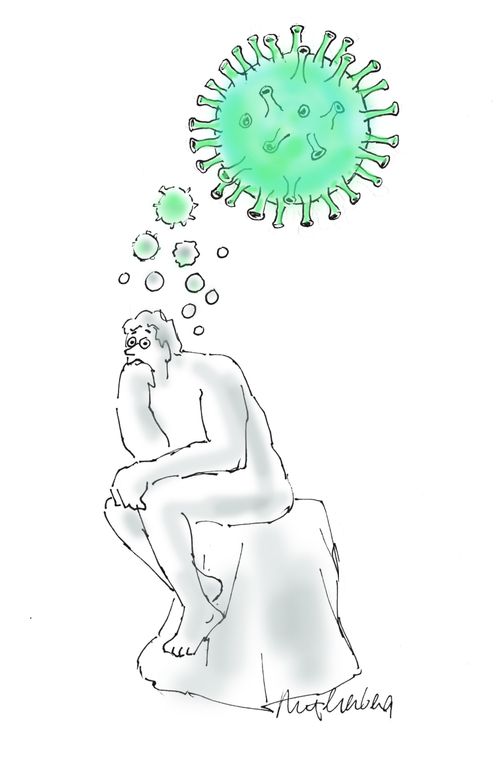 The Thinker worries about coronavirus