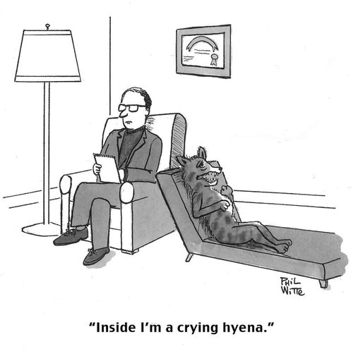 "Inside I'm a crying hyena."