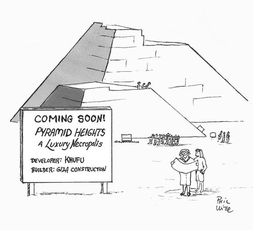 "Coming soon! Pyramid Heights, a luxury necropolis."