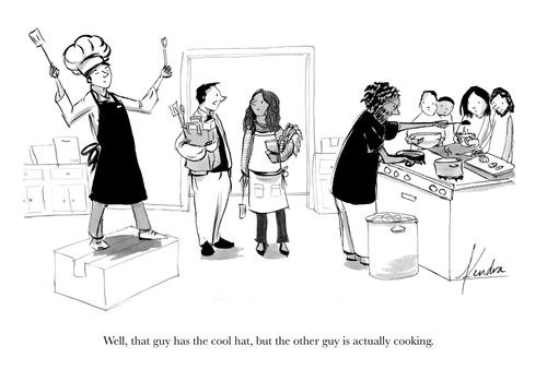 "Well, that gut has the cool hat, but the other guy is actually cooking."