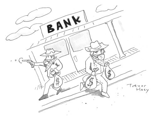 Bank robbers in face masks