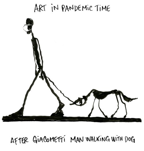 Art in pandemic time: after Giacometti 'Man Walking with Dog'