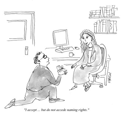 "I accept... but do not accede naming rights."