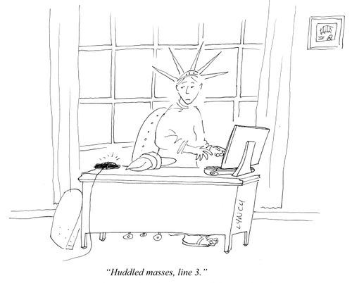 "Huddled masses, line 3."