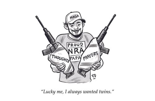 "Lucky me, I always wanted twins."