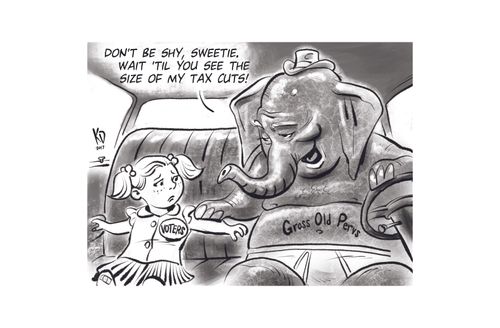 "Don't be shy sweetie, wait 'til you see the size of my tax cuts!"
