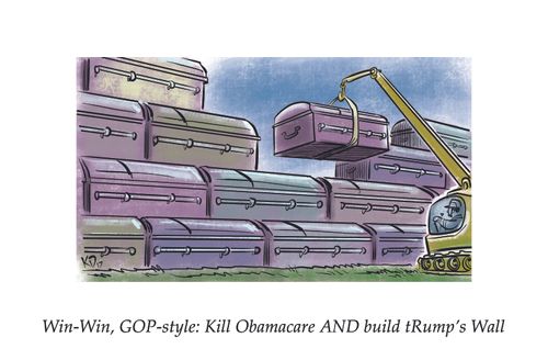 Win-win, GOP-style: kill Obamacare And build tRump's wall