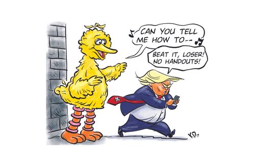 "Beat it, loser! No handouts!"