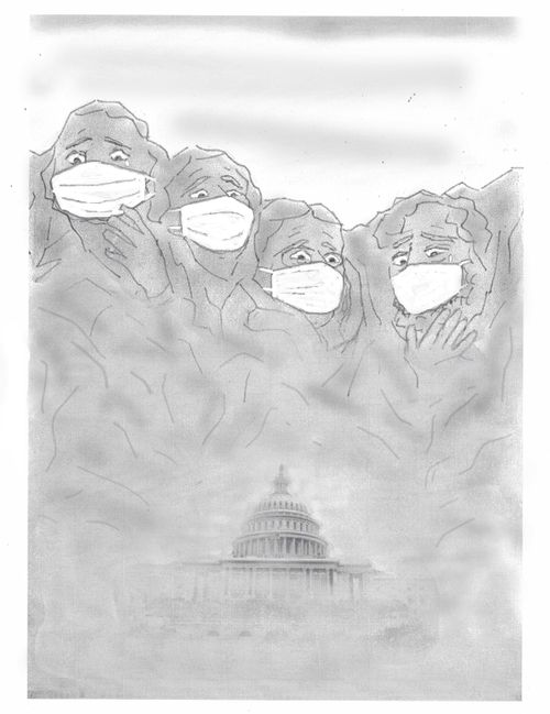 Mt. Rushmore with facemasks