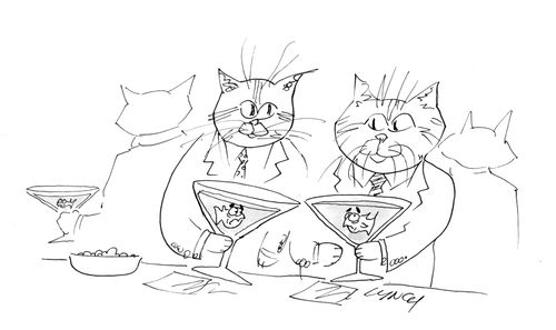 Cats drinking cocktails