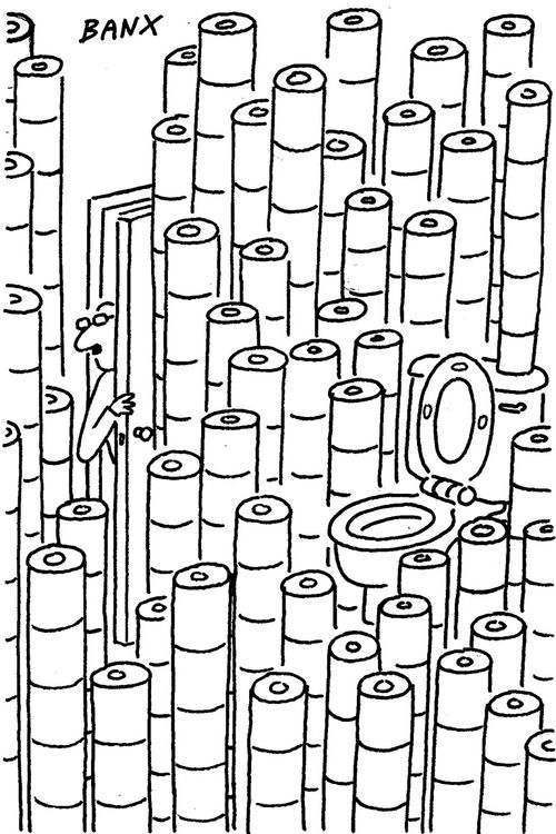 Mountains of Toilet Paper.
