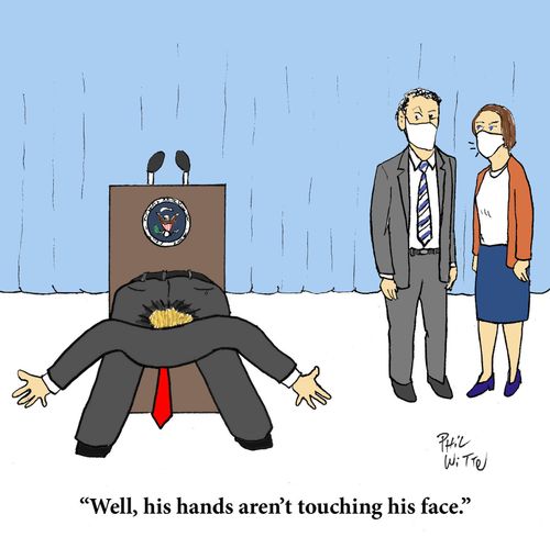 "We'll his hands aren't touching his face."