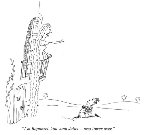"I'm Rapunzel. You want Juliet – next tower over."