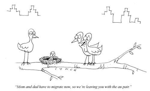 "Mom and Dad have to migrant now, so we're leaving you with the au pair."
