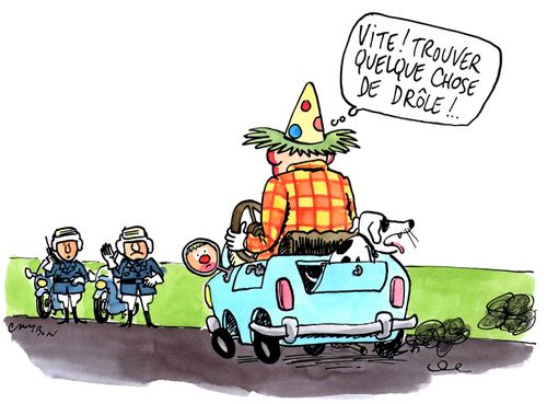 "Vite! Trouver quelque chose de drôle!"
