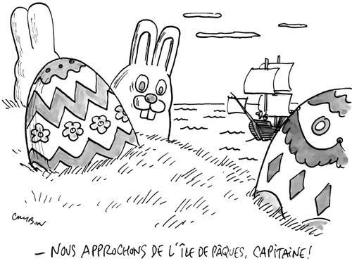 "Nous approchons de l'ile de paques, capitaine!"