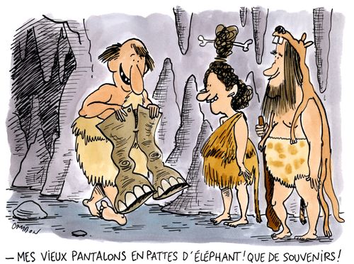 "Mes vieux pantalons en pattes d'éléphants! Que de souvenirs!"