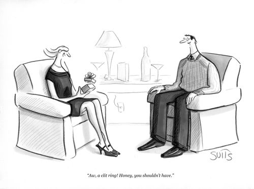 "Aw, a clit ring! Honey, you shouldn't have."