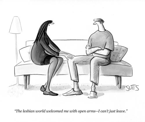 "The lesbian world welcomed me with open arms -- I can;t just leave."