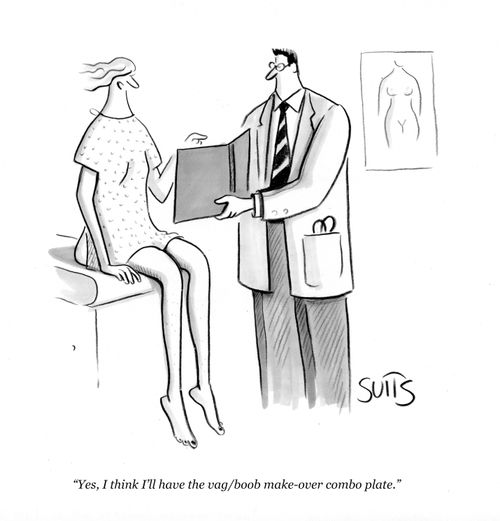 "Yes, I think I'll have the vag/boob make-over combo plate."