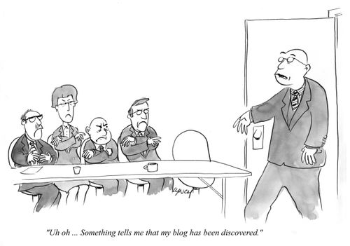 "Uh oh... Something tells me my blog has been discovered."