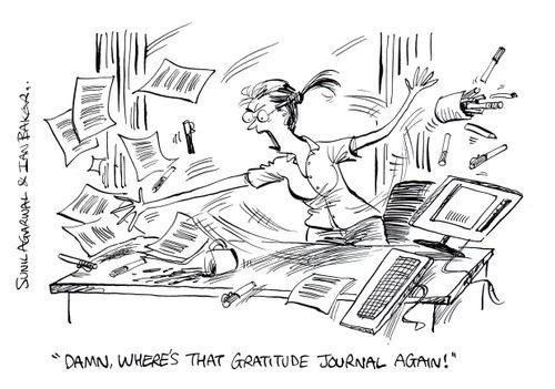 "Damn, where's that gratitude journal again!"