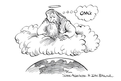 God being dismayed at the state of the world.