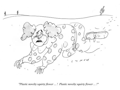 "Plastic novelty squirty flower ... ! Plastic novelty squirty flower ... !"
