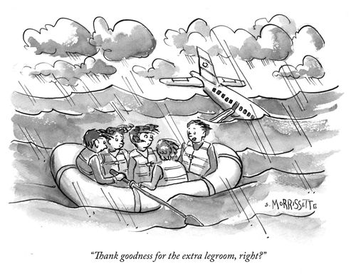 "Thank goodness for the extra legroom, right?"