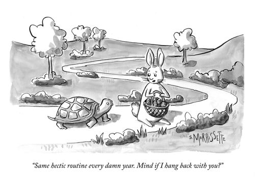 "Same hectic routine every damn year. Mind if I hang back with you?"