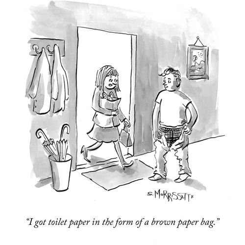 "I got toilet paper in the form of a brown paper bag."