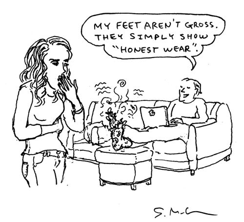 "My feet aren't gross. They simply show 'honest wear'".