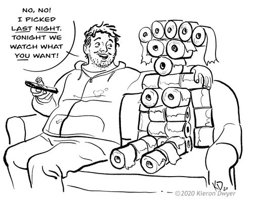 "No, no! I picked LAST NIGHT. Tonight we watch what YOU want!"