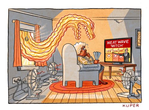 A heat wave threatens an old woman.