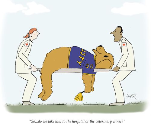 "So... do we take him to the hospital or the veterinary clinic?"