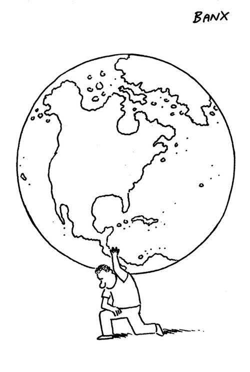 Atlas holding up the Earth.