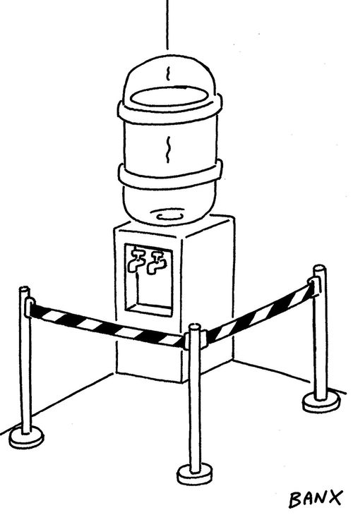 Barrier around water cooler