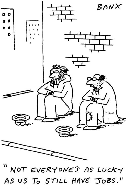 "Not everyone's as lucky as us to still have jobs."