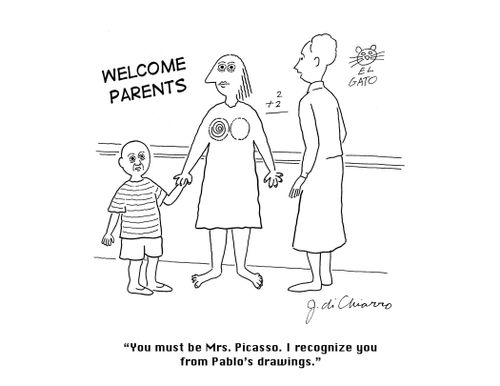 "You must be Mrs. Picasso. I recognize you from Pablo's drawings."
