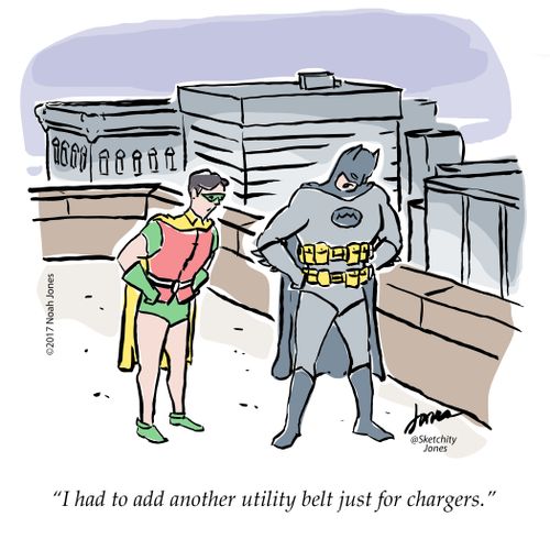 "I had to add another utility belt just for chargers."