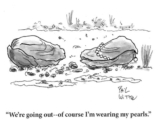 "We're going out -- of course I'm wearing my pearls."