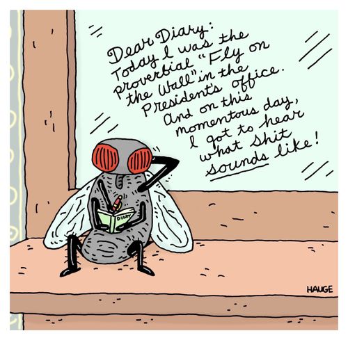 Dear Diary: Today I was the proverbial "Fly on the Wall" in the President's office. And on this momentous day, I got to hear what shit SOUNDS like!