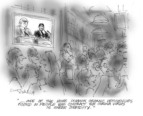 "One of the more common organic definciences found in people who contract the corona virus is sheer stupidity." 