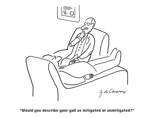 "Would you describe your gall as mitigated or unmitigated?"