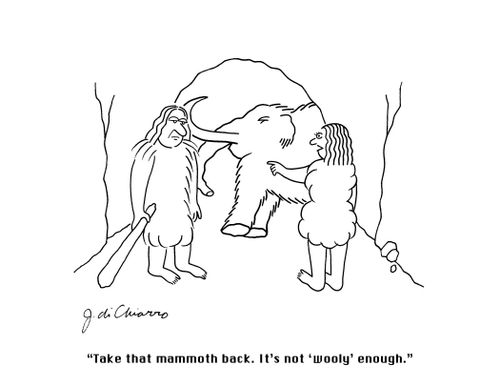 "Take that mammoth back. It's not 'wooly' enough."